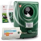 GARDIGO® Hunde- und Katzenabwehr | Hundeschreck und Katzenschreck für den Garten | Ultraschall Tiervertreiber 20-60 kHz | 120° Erfassungswinkel, 12m Reichweite | Gegen Hunde und geg