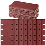 Schleifblatt Set 40 Stück 93 x 185 mm, Schleifpapier Klett Körnung 60 80 120 180 320 600 800 1000, 8 Löcher, Zubehör für Multischleifer, Schwingschleifer, Sander Sandpapier für Holz Metall und Farb