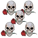 5 Stück exquisite Kleidung Patches Zarte Aufnäher Aufnäher Punk-Rose Blumenapplikation Patches Kleidung Tasche Dekoration DIY Nähen Patches für Jeans T-S