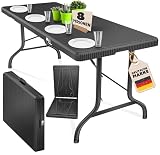 KESSER® Buffettisch Tisch klappbar Kunststoff 183x76cm Rattan Optik Campingtisch Partytisch Klapptisch Gartentisch 6 Personen Garten Terrasse & Balkon zusammenklappbar inkl. Trageg