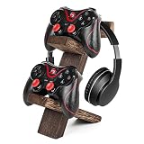 BEARUT Wood Game-Controller-Halter, Headset-Ständer, 2-stöckig, Universal-Controller, Gaming-Zubehör, Aufbewahrung, Ständer, Kopfhörerständer für Xbox-Serie, PS5, PS4