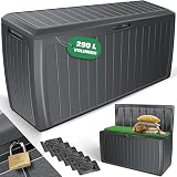 KESSER® Auflagenbox Kissenbox 𝟮𝟵𝟬𝗟, Klicksystem, mit Rollen & Haltegriffen, Deckel mit Hubautomatik, abschließbar, bis zu 290kg Gartenbox Wasserdicht, Vielseitige Kissenbox, Rattanoptik