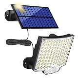 MPJ Solarlampen für Außen, 106 LED Solarleuchte Aussen mit Bewegungsmelder, IP65 Wasserdichte, 120°Beleuchtungswinkel, Solar Wandleuchte für Garten mit 5m Kab