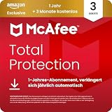 McAfee Total Protection 2026 (3 Geräte), 15 Monate Amazon Exklusiv | Virenschutz, VPN, Betrugsschutz, Sicherheitssoftware, Identitätsüberwachung | Abonnement mit automatischer Verlängerung | Dow