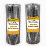 Aquagart® Volierendraht Hasendraht Drahtgitter Maschenweite verzinkter Maschendraht-Zaun, robustes Schweißgitter verschieden Ausführungen (25m Volierendraht 25mm 0,5m breit)