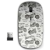 KAWAMOUSE 2,4 G Ergonomische tragbare USB-Funkmaus für PC, Laptop, Computer, Notebook mit Nano-Empfänger (Motorrad-Silhouette)