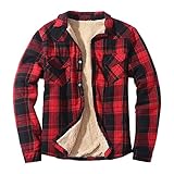 Generisch Fleece Hemd Herren - Warm Sherpa Fleecejacke Innenfleece Holzfäller Thermohemd Winter Flanellhemd Flanell Stehkragen Winterjacke Hoodie Winterjacke Innenfleece F