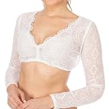 Halbarm Shirt Damen Grosse Grössen Spitzenbluse, Damen Trachtenmieder Günstig Lang Weiss Bluse Spitzen Schürze Oktoberfest V Ausschnitt Mieder Kurzarm Carmen Strickjacke Top