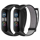 Huamanlou Nylon Armband Kompatibel mit Xiaomi Mi Band 6/Mi Band 5/Mi Band 4/Mi Band 3/Amazfit Band 5 Armband, Weiches Sport Uhrenarmband Verstellbarer Ersatzarmband für Herren D