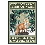 SUPERDANT Süßes Fuchs Blechschild Verschneiter Wald Blechschilder Retro Wanddekoration Inspirierende Zitate Metallschild Schlafzimmer Badezimmer Metallschilder Für Kinderzimmer Bars Cafés Kneip