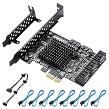 YBBOTT SATA 3.0 Controller Erweiterungskarte, 8 Port PCIE SATA Karte Controller Karte PCI-E X1 3.0 Gen3 (6Gbps) für Windows 10/8 / Ubuntu (ASM1064 + JMB575)