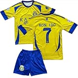 Gokaynex RND Al NASSR #7, 2024/2025 Neue Saison, Kurzarm Trikot und Shorts für Unisex, Sporttrikot, Fußball-Trainingstrikots (152,Gelb)