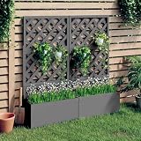 ShGaxin Blumenkästen mit Rankgittern 2 STK. Grau 65x33x135 cm WPC, Blumenkästen Balkon, Pflanzkasten, Pflanzbehälter, Planzenkübel, Mehrfachpflanzkasten, Pflanzgefäß