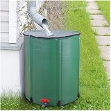 Wasserfass-Regensammler, Flexibles Wasserfass, Regentonnen-Set, faltbar, platzsparend, mit Ständer, Umsteller, Deckel und Hahn, Aufbewahrung für Gärten, Terrasse (Farbe: Grün, Größe: 500 l/8