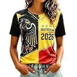 Fußball Trikot 2026 Damen, Retro Shirt Kurzarm mit Adler und Flagge Druck