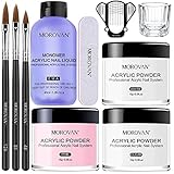 Morovan Acryl Nagelset Starterset Komplett - 3 Farben Acryl Pulver Nails mit 3 Acryl Pinsel für Nägel Professionell Acryl Nägel Starterset für Anfänger Selber Machen Acrylnäg