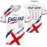 Generisch Personalisierung Fußball Trikot Für Wm Trikot 2026 Fußballfans, Fussball Trikot Kinder & Erwachsene Mit Individuell Namen & Rückennummer, Ideal Für Training, Spieltage (England)