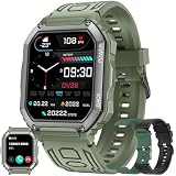 MYSHUN Smartwatch Herren mit Telefonfunktion, 1,8” AMOLED 5ATM Smart Watch Fitness Tracker 123 Sportmodi Aktivitätstracker mit Blutdruck Schlafmonitor Schrittzähler Armbanduhr für IOS Android (Grün)
