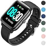 OUTPUTBT 19mm Armband für GRV FC1,Veryfitpro ID205L Silikon Uhrenarmband für HAMA 5910/4900,Fitpolo H205L,Black,LETSACTIV,UM Uwatch 3,ID205S,Vowtop ID205U,ZOSKVEE ID205G Ersatzarmband D