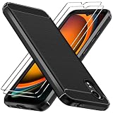 ivoler Hülle für Samsung Galaxy Xcover 7 mit 2 Stück Panzer Schutz Glas, Militärischer Stoßfest Handyhülle, Dünne Weiche TPU Silikon Kratzfest Schutzhülle Anti-Fingerabdruck Case, Schw