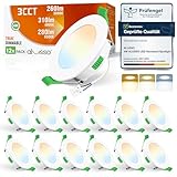 ALUSSO LED Einbaustrahler 68mm Dimmbar, 4W Deckenspots Einbauleuchten LED Spot 230V, Warmweiß 3000K Neutralweiß 4000K Kaltweiß 6500K, IP44 Badezimmer Deckenstrahler für Küche, Wohnzimmer, 12er S