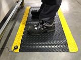 DUPLEX Pro ESD | ESD-Arbeitsplatzmatte mit 2 x Druckknopf + Erdungskabel |2-lagig + leitfähig | Made in GERMANY | Rautenprofil |14 mm hoch (60cm x 90cm, Schwarz/Gelb)