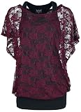 Black Premium by EMP Damen Bordeaux rotes Spitzenshirt mit schwarzem Top XL
