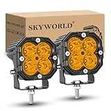 SKYWORLD 2 x Led Arbeitsscheinwerfer, 3 Zoll 30W Spotlight Offroad Zusatzscheinwerfer 12V 24V Wasserdicht Rückfahrscheinwerfer für Auto SUV ATV LKW KFZ Traktor 4x4, 3500K Gelb led arb