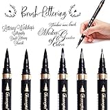 Kalligraphie-Stift, 6 Stück Kalligraphie-Kugelschreiber, Schwarzer Faserschreiber, für Beschriftung, Anfänger, Tagebuch, Unterschrift und Schreiben, 4 Größ
