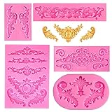 DINGFENG 5 Stücke Fondant Formen Silikon, Fondant Barock 3D Barock Vintage Silikonform Fondant,Vintage Formen Silikon, Relief Silikonformen, für Fudge, Kuchen, Schokolade, Dessertdek