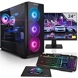 Megaport Komplett Set Gaming PC Hydra AMD Ryzen 7 5800X • 24' Monitor • Windows 11 • GeForce RTX4060 8GB • 32GB DDR4 • 1000GB M.2 SSD • WLAN • Tastatur • Maus Gaming komplettpak