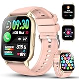 WeurGhy Smartwatch Damen Herren mit Telefonfunktion, 1.85'' Zoll HD Smart Watch, 112+ Sportmodi Sportuhr mit Pulsuhr/Schlafmonitor, IP68 Wasserdicht Fitnessuhr mit Information Erinnerung, Roség
