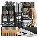 Bartpflege Set für Männer Alles-in-1: Bart Geschenke Geburtstagsgeschenk Weihnachtsgeschenke für Männer mit 40ML Bartöl, Bartbürste, Bartshampoo, Bartbalsam, Bartkamm & Rasiermesser, Männergeschenk