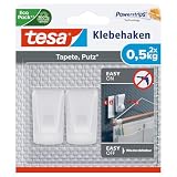 tesa Klebehaken Tapeten & Putz - selbstklebender Haken - ideal zur Befestigung von Girlanden & Lichterketten - hält bis zu 0,5kg/Haken - spurlos ablösb