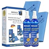 ROGGE Duo-Clean Original DoppelSet, 2X 250ml LCD - TFT - LED - TV - Touch Displays + Plasma Screen Cleaner + 2X ROGGE + Vileda Prof. Microfasertücher 38x40