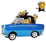 alles-meine.de GmbH 2 TLG. Set XL Fensterbilder - Minion - Ich einfach unverbesserlich/im Auto - Sticker Fenstersticker Aufkleber - selbstklebend + wiederverwendbar - F