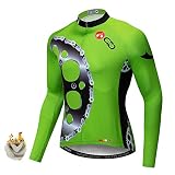 Radtrikot für Herren, Thermo-Fleece, langärmelig, Winter-Fahrradbekleidung, Green Gear, M