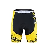 GFDSGRE Radlerhose Herren 9D gepolsterte Radhose Herren Damen Downhill MTB Fahrradhose Rennradhose Tights Bike Shorts Reithose Fahrradhose(Yellow,XXL)