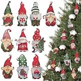 GWHOLE 20 Stück Weihnachten Anhänger Zwerg aus Holz, Weihnachtswichtel hängende Dekorationen Set Weihnachtsmann Holzanhänger Weihnachtszwerge Ornamente Weihnachtsbaum Deko mit Schnur, Multi-M