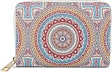 styleBREAKER Damen Kleine Geldbörse mit Bunte Mandala Ornament Muster, Ethno Style, Reißverschluss, Portemonnaie 02040149, Farbe:Weiß-Blau-Rot-Orang