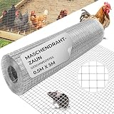 STREND PRO Maschendrahtzaun | Geschweißt - Verzinkt | 0.5m x 5m | 0,8 mm, 12,7x12,7mm | Kaninchendraht, Hasendraht, Volierendraht für Garten & Tierhaltung | Hasengitter, Hü