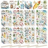 WANDIC 16 Blatt Rubbel-Transferaufkleber, Sommer-/Strandaufkleber Für Selbstgemachte Scrapbooking-/Fotoalben, Möbel, 5.9 * 3.9 Z