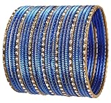 Touchstone NEU indische Bollywood-Mode, handgefertigt, geschältes Muster, strukturiert, dunkelblau, goldene Punkte, Antik-Look, magischer Designer-Schmuck, Armbänder, Armreif. 25er-Set. Für D