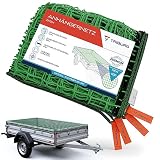 TRIBURG Anhängernetz 2x3 mit Eckmarkierungen und Randverstärkung - Anhänger Netz mit Spanngummi zur optimalen Ladungssicherung - Netz für Anhänger mit G
