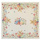 matches21 Tischdecke Mitteldecke Gobelin Osterhasen & Blumen gewebt beige bunt Tischwäsche 1 STK 85x85 cm Mischgeweb