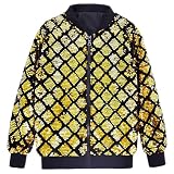 Mymyguoe Pailletten Jacke Herren Cardigan Glänzend Glitzer Strickjacke Metallic Nachtclub Bomberjacke 80Er Jahre Outfit Baseball Jacke Sparkle Jacke Disco Party Karneval Kostüm Varsity Jack