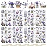 WANDIC 16 Blatt Rubbel-Transferaufkleber, Lila Lavendel-Aufkleber Für Selbstgemachte Scrapbooking-Fotoalben, Möbel, 5.9 * 3.9 Z
