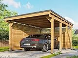 CASTELLANE Holz-Carport - 373 x 555 - integrierte Boden- und Seitenwände - Holzdach + Bitumenpappe - Carport - Autoklav - 1