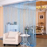DRJUSS 1 Stück 300 x 260 cm Glitzerschnur Günstige Türvorhangperlen Raumteiler Perlenfransen Polyestergewebe Fensterscheibe 1 x 2 m - Himmelblau, 300 x 290