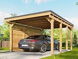 Holz-Carport CASTELLANE 373X555 Integrierte Seitenwand - Holzdach + Bitumenpappe - Carport - Autoklav - 1